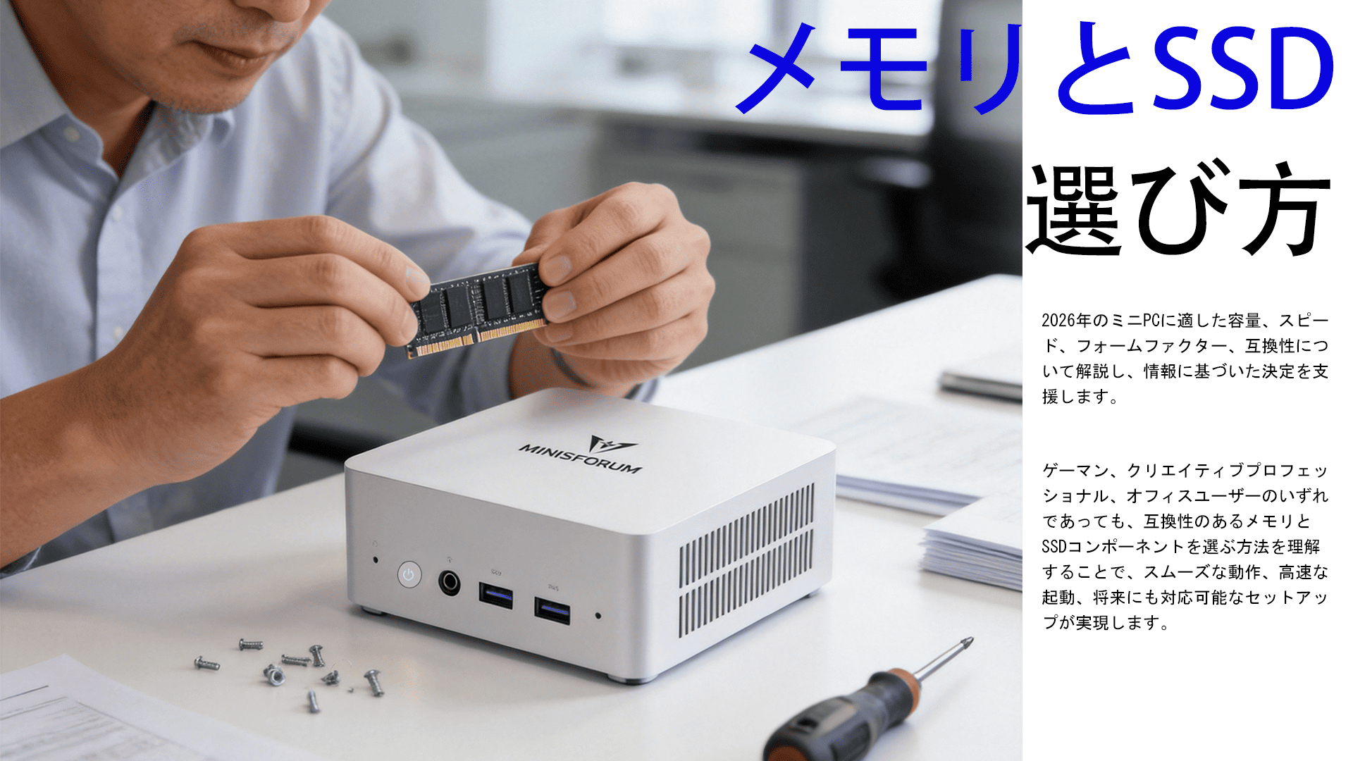 ミニPCに最適なメモリとSSDの選び方