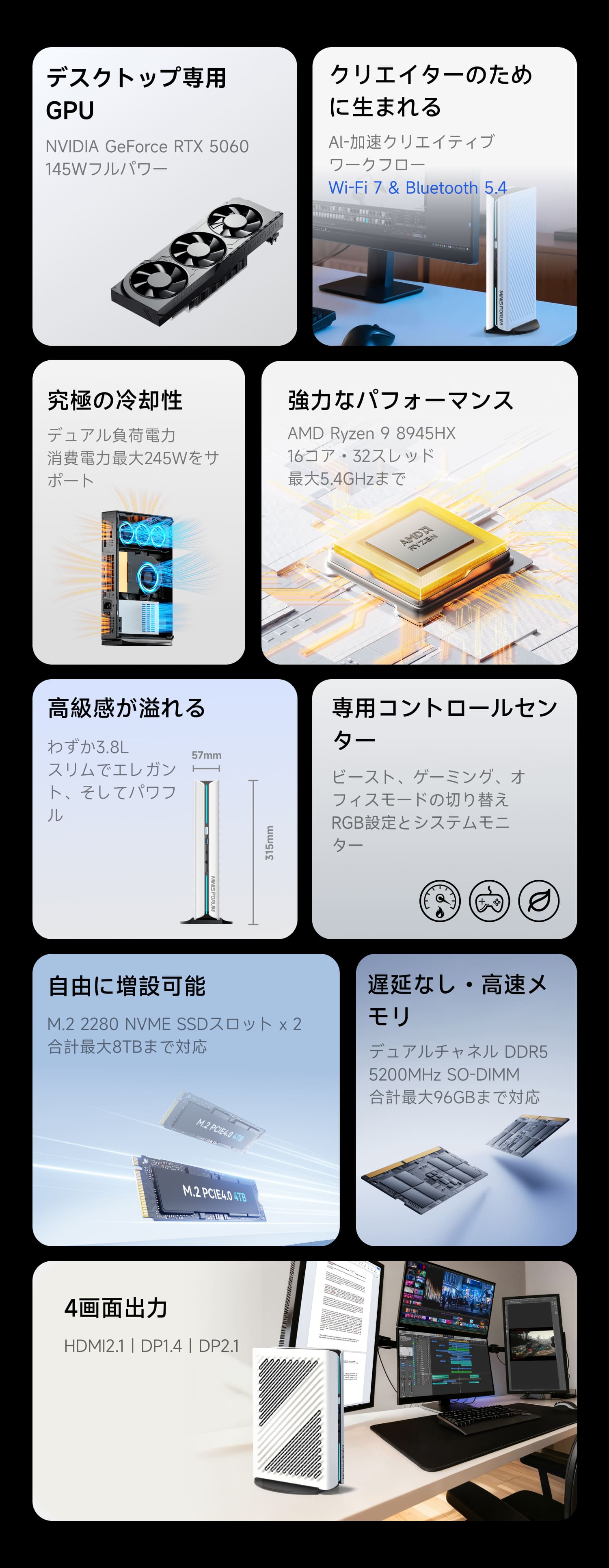 Minisforum G1 PRO ゲーミング ミニパソコン｜AMD Ryzen™ 9 8945HX