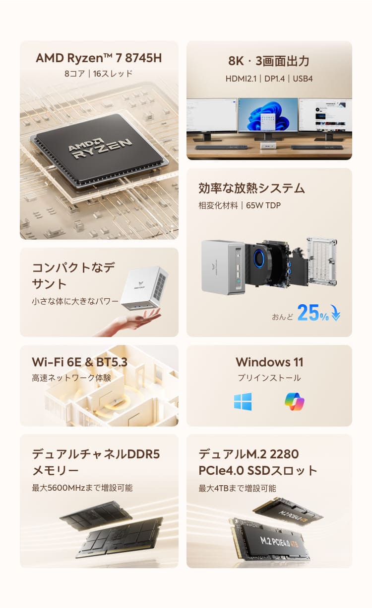 Minisforum UM680 SlimミニPC｜AMD Ryzen™7 6800H