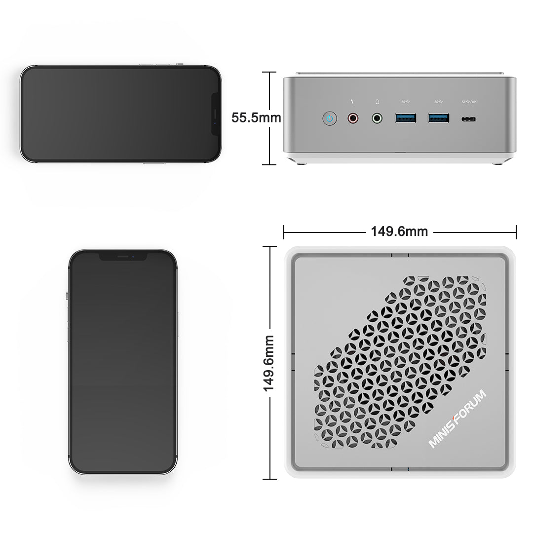 Dimensions of Minisforum EliteMini HM90 Mini PC AMD Ryzen 9 4900H ミニPC